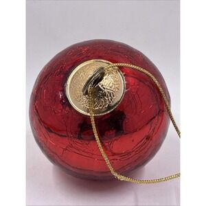 VTG Silver Christmas Ornament Ball Kugel Style Red Crackle MercuryGlass 3" Heavy